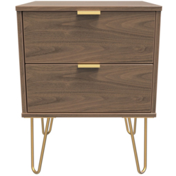 Crowndale Hong Kong 2 Drawer Carini Walnut Compact Bedside Cabinet Ready Assembled - thumbnail 3