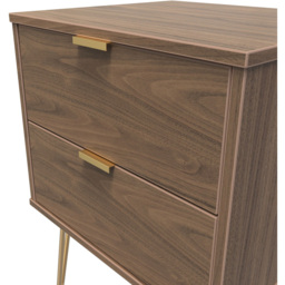 Crowndale Hong Kong 2 Drawer Carini Walnut Compact Bedside Cabinet Ready Assembled - thumbnail 4
