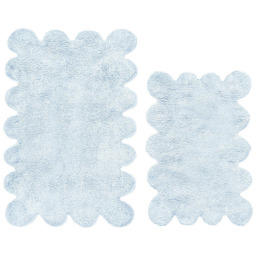 Allure Bath Fashions 2 Piece Baby Blue Scalloped Bath Mat Set
