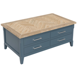 Baumhaus Signature 4 Drawer Blue Coffee Table with Storage Trunk - thumbnail 2