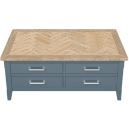 Baumhaus Signature 4 Drawer Blue Coffee Table with Storage Trunk - thumbnail 3
