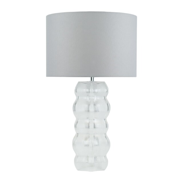 Celina Grey Fabric Shade Clear Glass Table Lamp - image 1