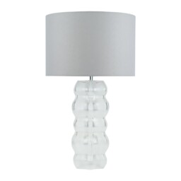 Celina Grey Fabric Shade Clear Glass Table Lamp - thumbnail 1