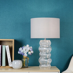 Celina Grey Fabric Shade Clear Glass Table Lamp - thumbnail 2