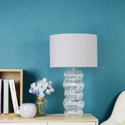 Celina Grey Fabric Shade Clear Glass Table Lamp - thumbnail 3
