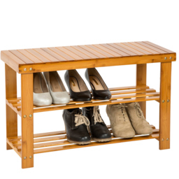 tectake 2 Shelf Shoe Rack with Bench - thumbnail 2
