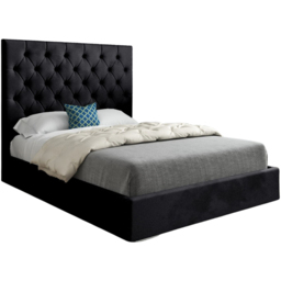 Alma Black Small Single Velvet Upholstered Bed Frame with Chesterfield Headboard - thumbnail 2