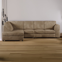 Luxor 5 Seater Coffee Jumbo Cord Left Hand L Shaped Corner Sofa with Full Back