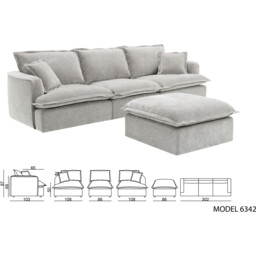 Molly 3 Seater Sofa with Ottoman - Grey - thumbnail 4