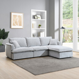 Molly 3 Seater Sofa with Ottoman - Grey