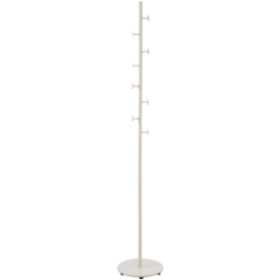 Living and Home White Minimalist Coat Stand with 8 Hooks and Marble Base