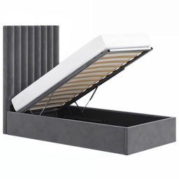 Flair Everley Grey Single Velvet Ottoman Bed - thumbnail 3