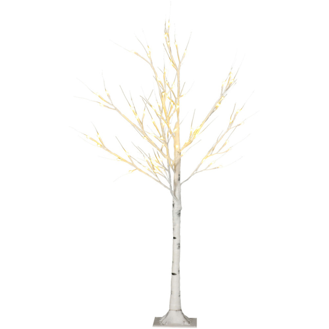 StarBright 72 Warm White LED Pre Lit White Artificial Birch Tree 4ft - image 1
