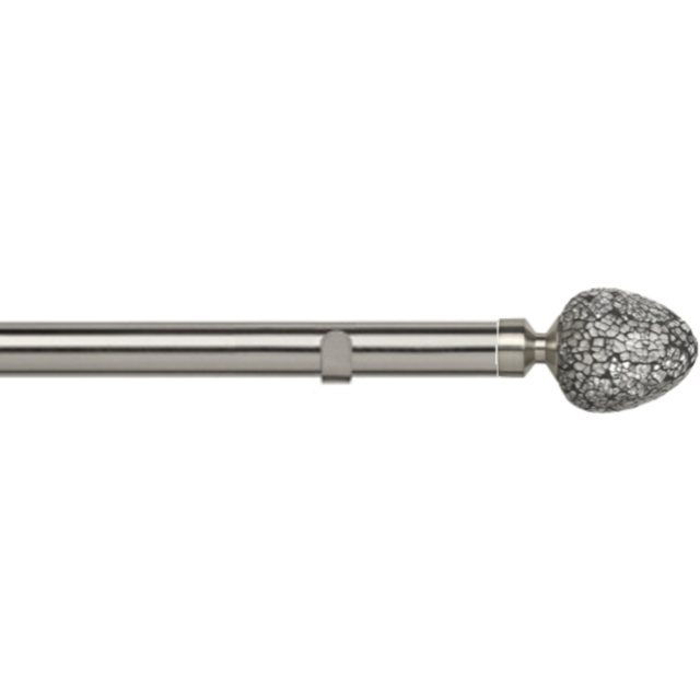 New Edge Blinds Satin Silver Fixed Length Metal Eyelet Curtain Pole Set with Alexia Finial 230cm - image 1