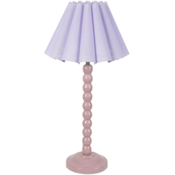 ValueLights Bobbins Lilac Scallop Tapered Shade Painted Rose LED Table Lamp