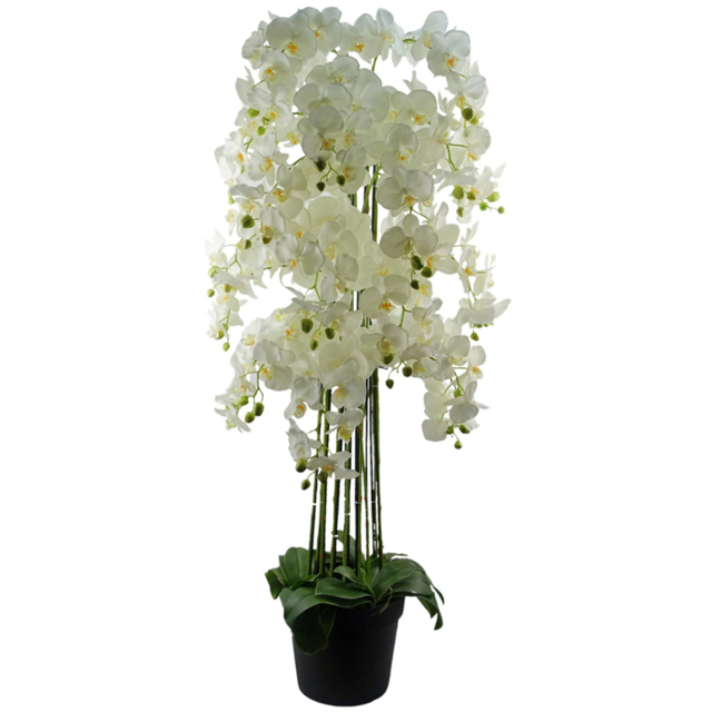 Leaf Giant White Orchid Artificial Plant in Pot 5ft - image 1