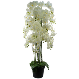 Leaf Giant White Orchid Artificial Plant in Pot 5ft - thumbnail 1