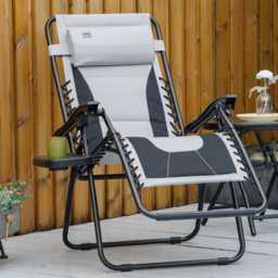 Outsunny Light Grey Zero Gravity Folding Recliner Chair