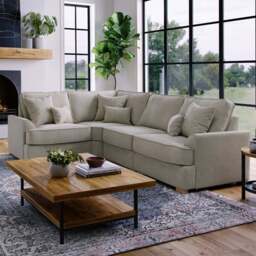 Alba City 5 Seater Stone Fabric Right Hand Corner Sofa