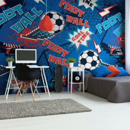 Origin Murals Graphic Pixel Footballs Blue Wall Mural