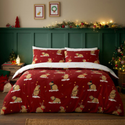 Capybara Christmas Duvet Set Red Double