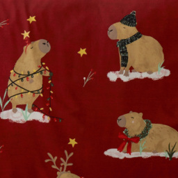 Capybara Christmas Duvet Set Red Double - thumbnail 4