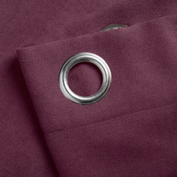 Alan Symonds Velvet Chenille Ring Top Eyelet Curtains Aubergine 142 x 229cm - thumbnail 2
