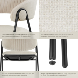 tectake Bedano Greige Padded Dining Chair Set of 6 - thumbnail 4