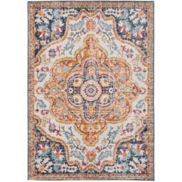 Kukoon Bold Multicolour Distressed Traditional Medallion Rug 290 x 200cm