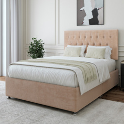 Bedmaster Double Mink Naples Linen Divan Base with Lona Headboard