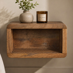 Artisan Furniture Soba Beige Solid Wood Wall-Mounted Bedside Table