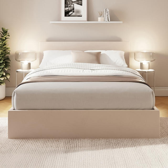 GFW Natural Double Velvet End Lift Ottoman Bed - image 1