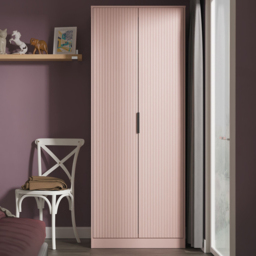 Crowndale Fluted 2 Door Kobe Pink Tall Wardrobe Ready Assembled - thumbnail 1