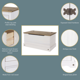 Corona White Washed Wax Finish Storage Trunk - thumbnail 4