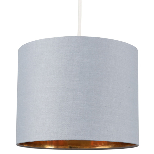 ValueLights Reni Grey and Metallic Gold Drum Ceiling Lamp Shade Small - image 1