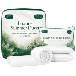 Opulent Home White Single Striped Summer Duvet Set 4.5 Tog