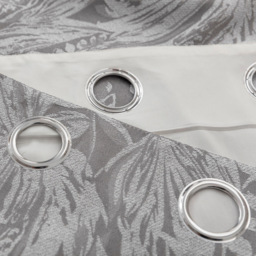 Alan Symonds Chenille Jacquard Lined Ring Top Eyelet Curtains Silver 117 x 229cm - thumbnail 2