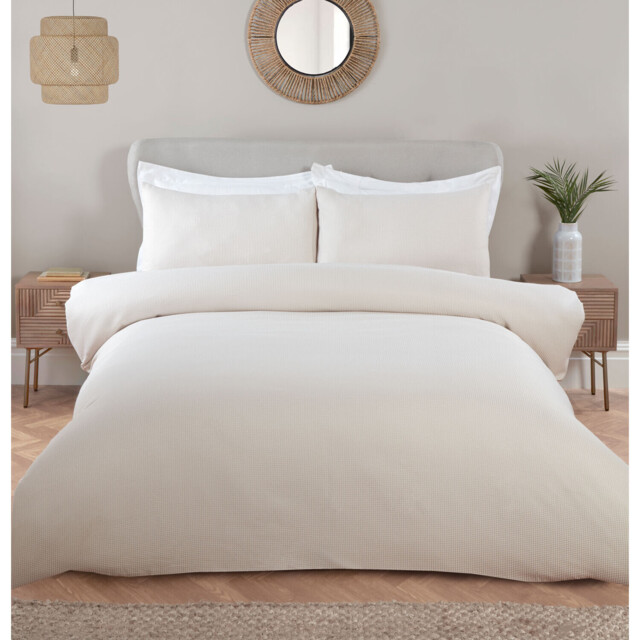 My Home Malvern Natural King Size Waffle Duvet Set - image 1