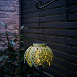 ValueLights Artichoke Sage Green Solar Powered LED Hanging Outdoor Lantern Light - thumbnail 2