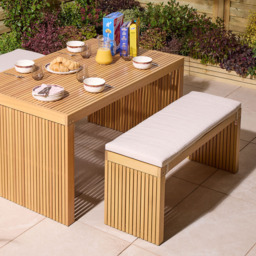 Rowlinson Kyoto Natural 4 Seater Dining Bench Set with Cushions - thumbnail 3