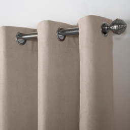 Alan Symonds Velvet Chenille Ring Top Eyelet Curtains Taupe 142 x 183cm - thumbnail 3