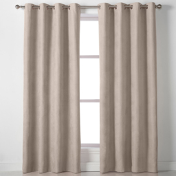 Alan Symonds Velvet Chenille Ring Top Eyelet Curtains Taupe 142 x 183cm