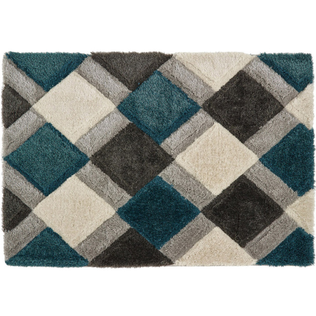 Origins 3D GEO Teal Shaggy Rug 160 x 230cm - image 1