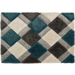 Origins 3D GEO Teal Shaggy Rug 160 x 230cm - thumbnail 1
