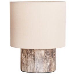 ValueLights Melanie Natural Linen Lamp Shade Dark Marble Effect LED Table Lamp