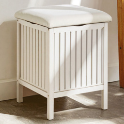 Premier Housewares Salon White Bathroom Storage Stool - thumbnail 1