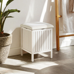 Premier Housewares Salon White Bathroom Storage Stool - thumbnail 3