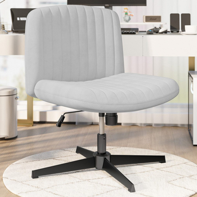 Rattrix Flannel Grey Height Adjustable Ergonomic Cross Legged Office Chair with Mid Back Support