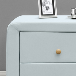Brooklyn 2 Drawer Blue and Oak Linen Fabric Bedside Table - thumbnail 2