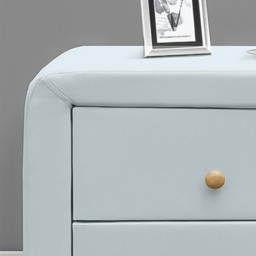 Brooklyn 2 Drawer Blue and Oak Linen Fabric Bedside Table - thumbnail 3